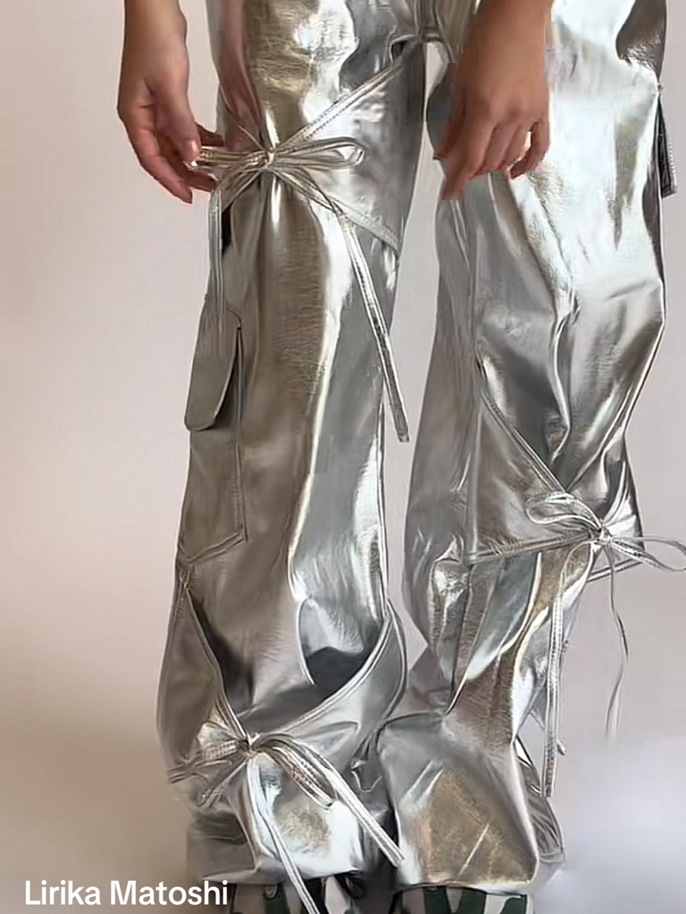 Lirika Matoshi Bows On Silver Cargo Pants (size M)